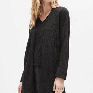 Eileen Fisher Lyocell Metal Long Black Cardigan 2x
